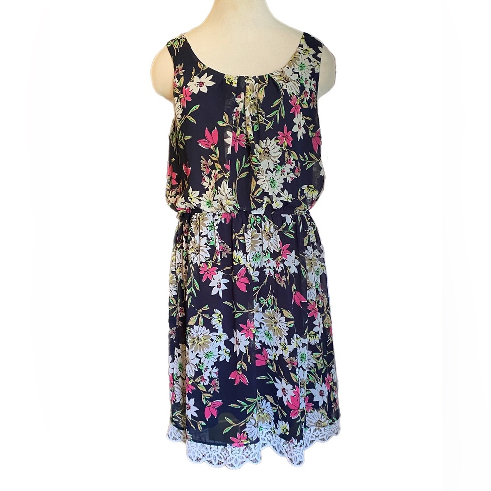 Navy Floral Sleeveless Dress by AB Studio